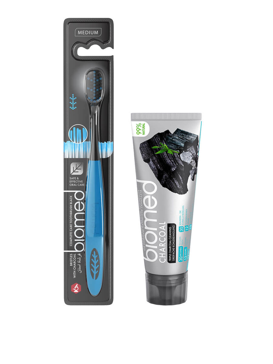 biomed Charcoal Zahnpasta & Zahnbürste