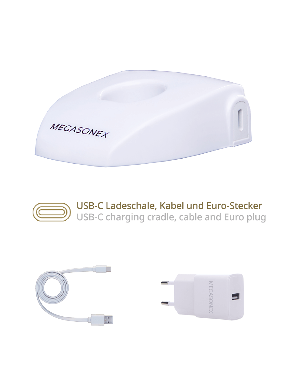 MEGASONEX M8 S Ultraschall-Zahnbürste + 2 Paar Bürstenköpfe