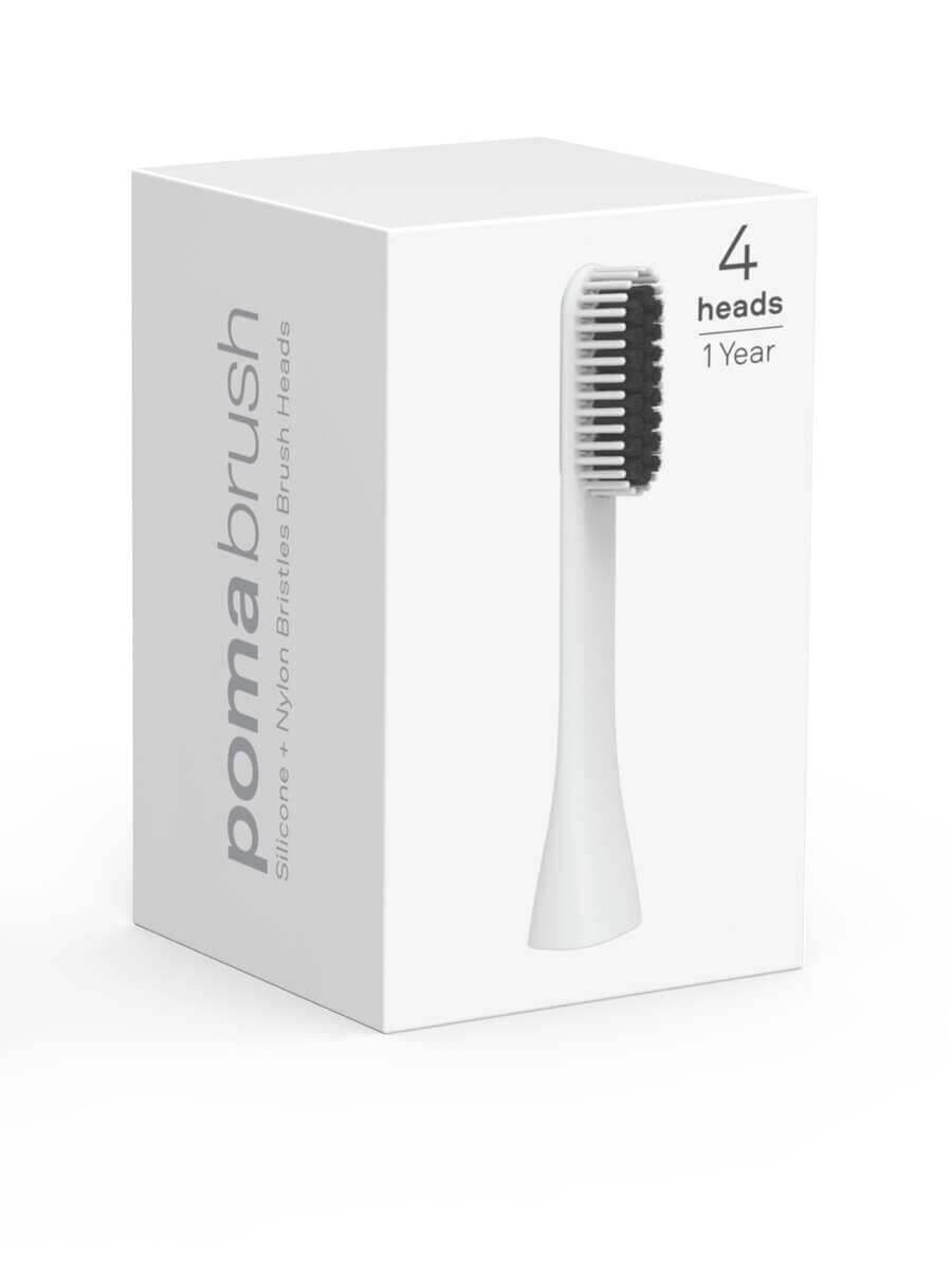 PomaBrush Silikon & Nylon Bürstenköpfe  - white