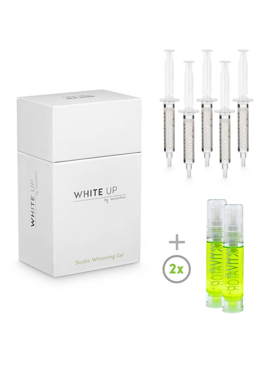 Zahnbleaching Gel  "WHITE UP" by smilestore (5er Box) + 2x Aktivatospray