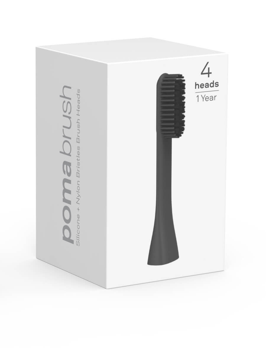 PomaBrush Silikon-Nylon-Mix Ersatzbürstenköpfe carbon